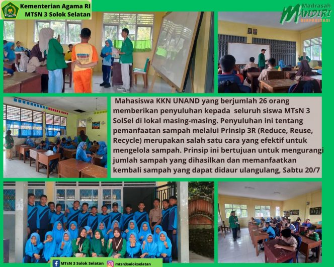 
					Mahasiswa KKN UNAND Memberikan Penyuluhan kepada Siswa MTsN 3 SolSel